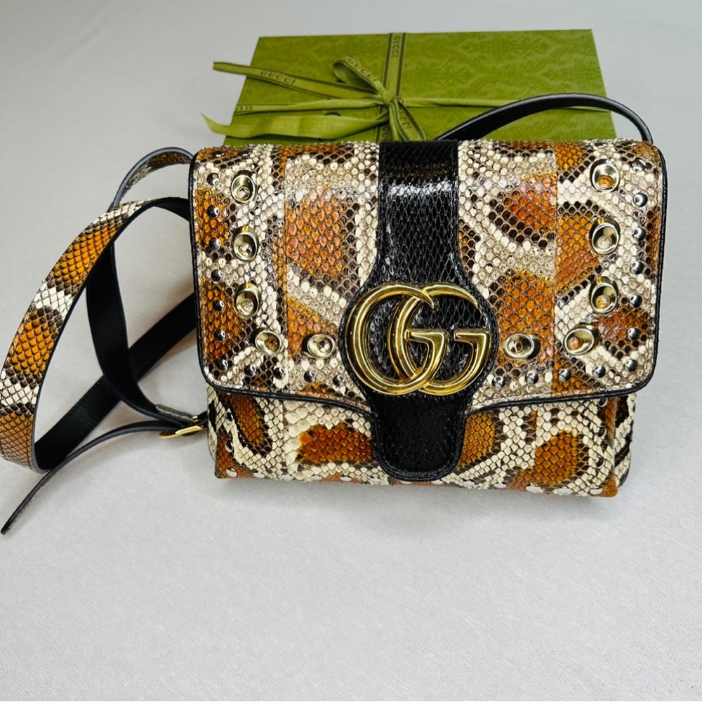 ๐๏ธ๐๏ธ GUCCI ARLI EMBELLISHED PYTHON SHOULDER BAG ๐ฅ๐ฅ RARE ๐ฅ๐ฅ - Picture 13 of 16